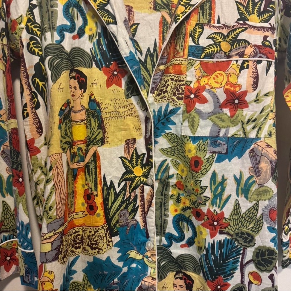 Frida Kahlo Patterned Pajama Shirt/Dress